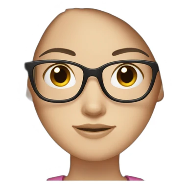 White girl with long straight dark Brown hair and glasses sticker
