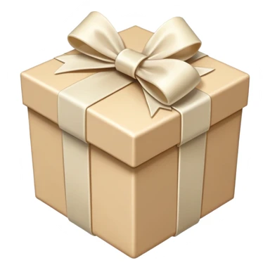 Realistic beige gift box with ivory bow sticker