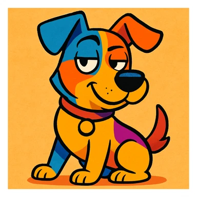 sassy dog with a raised eyebrow, playful expression, colorful, cartoon style sticker
