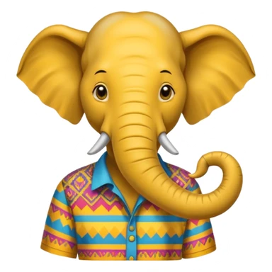 A human with a elephant head that is yellow sticker