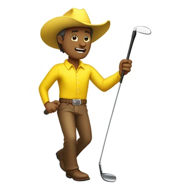 yellow cowboy hitting a golf shot sticker