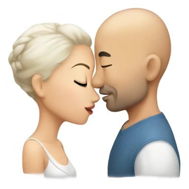 Bald white man kissing Chinese girl sticker