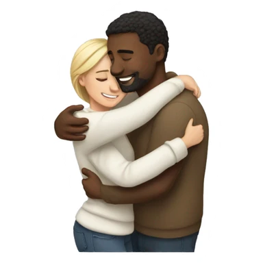 White Couple in love hug  sticker
