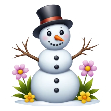 Snowman with spring flowers sticker