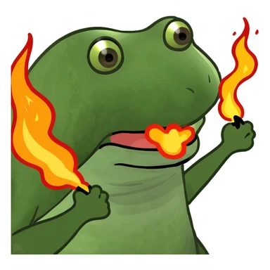 bufo frog breathing fire, meme style sticker