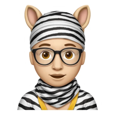 Nerd emoji with a zebra print bandana mask on sticker