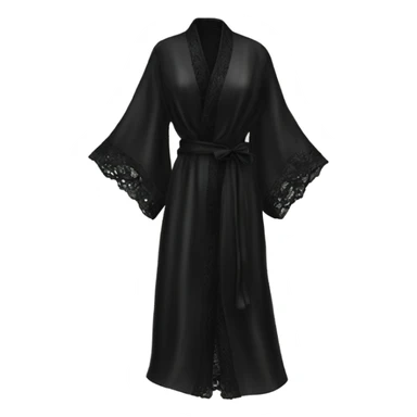 black silk robe with black lace sticker