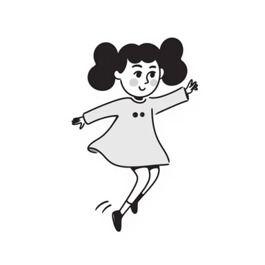 Hand-drawn little girl with pigtails and a cute dress sticker