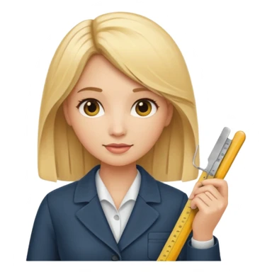 tailor woman holding measure blonde hair sticker