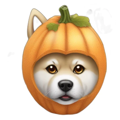 Akita dog wearing a pumpkin costume sticker