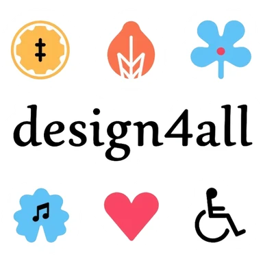 design4all logo, inclusive design concept with accessibility symbols sticker