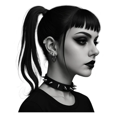 goth black white profile pic 3d  , remove background  sticker