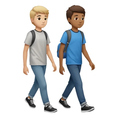 two boys teens walking, horizontal profile view sticker