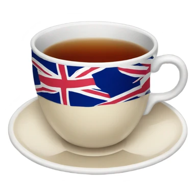 tea cup with UK flaf sticker