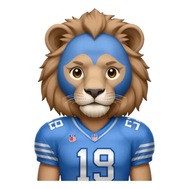blue color lion wearing american football jersey sticker
