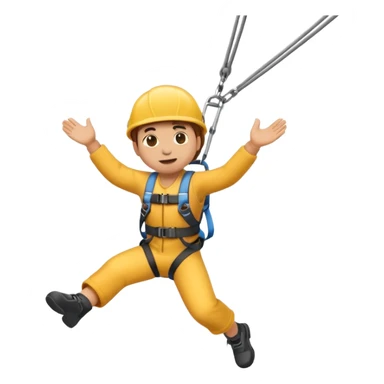 small size emoji style person bungee jumping, simple design sticker