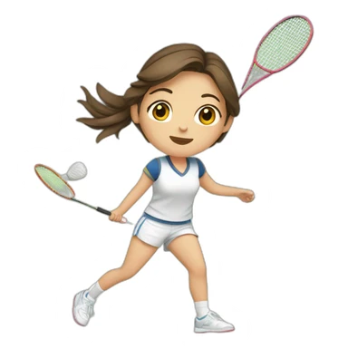 European girl with brown hair playing badminton sticker