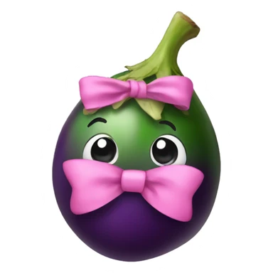 eggplant wearing a pink bow sticker