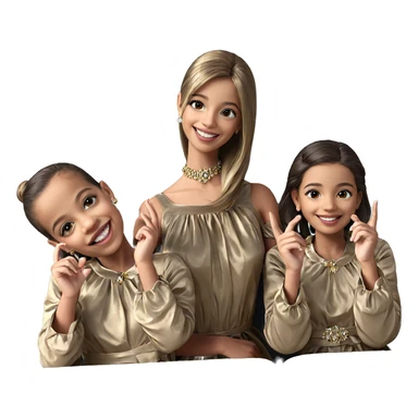 smiling girls in elegant dresses sticker