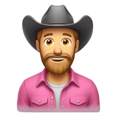 Caucasian guy with a full beard and a pink cowboy hat, greeting someone by tipping the hat sticker