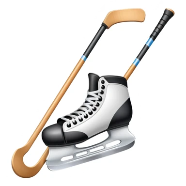 Please, make An icon featuring close-up shots of key hockey equipment: a hockey stick, puck, and skates. The background shows a packed stadium with cheering fans, bright arena lights, and an icy rink. Transparent background highlights the essentials of the game and the thrill of the sport. sticker