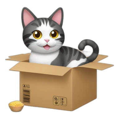 Cat and ramen in box sticker