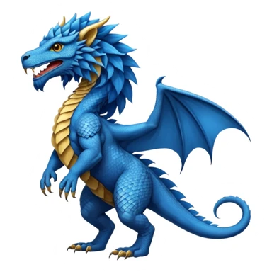 Mušḫuššu, ancient Mesopotamian hybrid: blue scaled body, lion mane, lion forelegs, eagle hind legs, long neck, horned dragon head, lizard tail, optional wings sticker