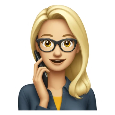 Beautiful Blonde woman wearing glasses calling on cell phone sticker