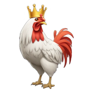 howling rooster with a crown on its head sticker
