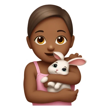Baby girl with cute brown bunny sticker