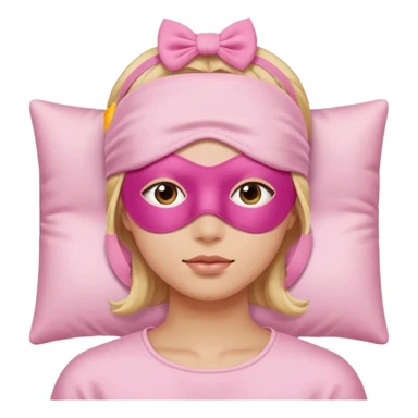 face with sleep mask emoji, pink sleep mask, peaceful expression sticker