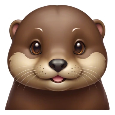 Cinematic Cute Otter Portrait Emoji, Head tilted playfully and inquisitively, featuring a glossy, streamlined brown Fur with a cute, twitching nose and round, sparkling eyes filled with curiosity, Simplified yet irresistibly adorable features, highly detailed, glowing with a warm, friendly glow, high shine, affectionate and sprightly, stylized with a touch of aquatic whimsy, bright and endearing, soft glowing outline, capturing the essence of a mischievous yet loving otter, so playful it feels like it could splash out of the screen and into your arms! sticker