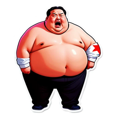very obese scary korean man sticker