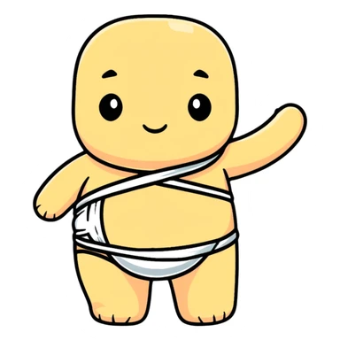 A cute cartoon stomach being repaired with a bandage and healing sticker