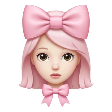 laughing emoji with a very pretty pale pale pink bow sticker