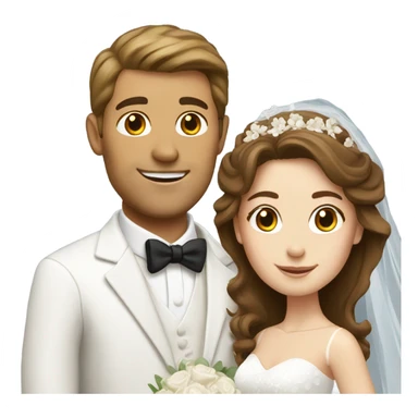 White Bride and groom with brown hair  sticker