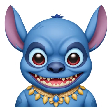 Stitch from Lilo & Stitch with an evil expression and Filipino cultural elements sticker