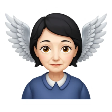 Angel Old Lady with wings black hair sticker