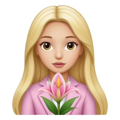 light pink lilium with a girl with blond long hair and latina make up  sticker