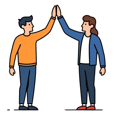 Team achievement, people high-fiving sticker