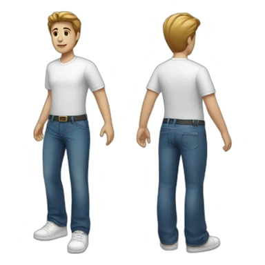 a person with white shoes, white shirt and dark blue jean sticker