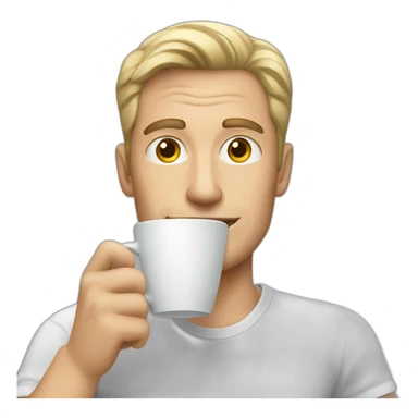 white man drinks coffee sticker
