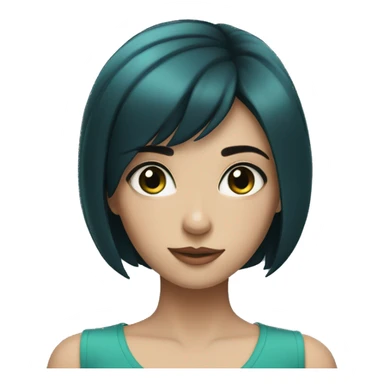 a girl with short black hair and blue-green eyes sticker
