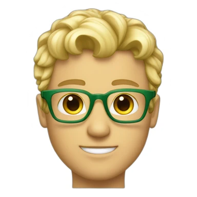 Joli homme blond aux cheveux court et boucles et des lunettes avec des yeux verts sticker