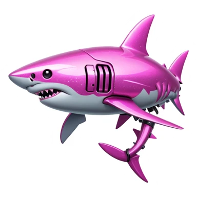 glitter mech shark pink cyberpunk sticker