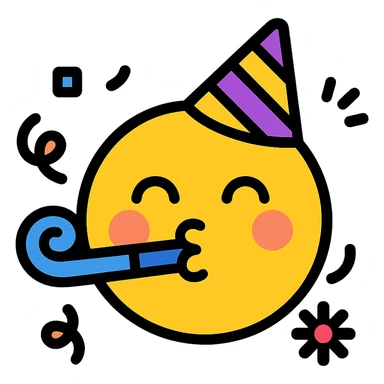 party emoji, cheerful, party hat, confetti sticker