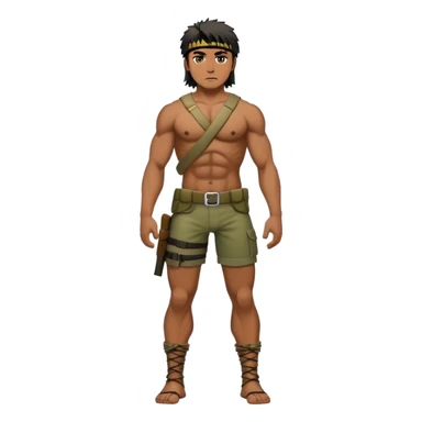 full body modern rambo male human character Konor sticker