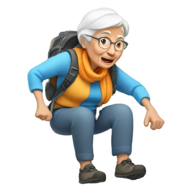 old woman climbing a mountain sticker