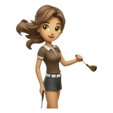Golf swing beautiful girl head brown in the beach  sticker