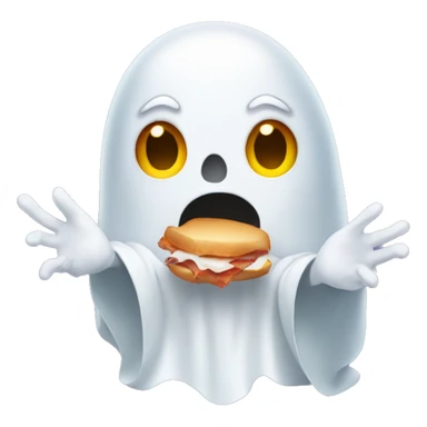 A ghost holding eggs and bacon sticker